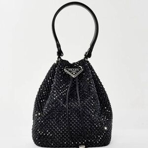 BNWT Prada Mini Crystal Bucket Bag - BLACK